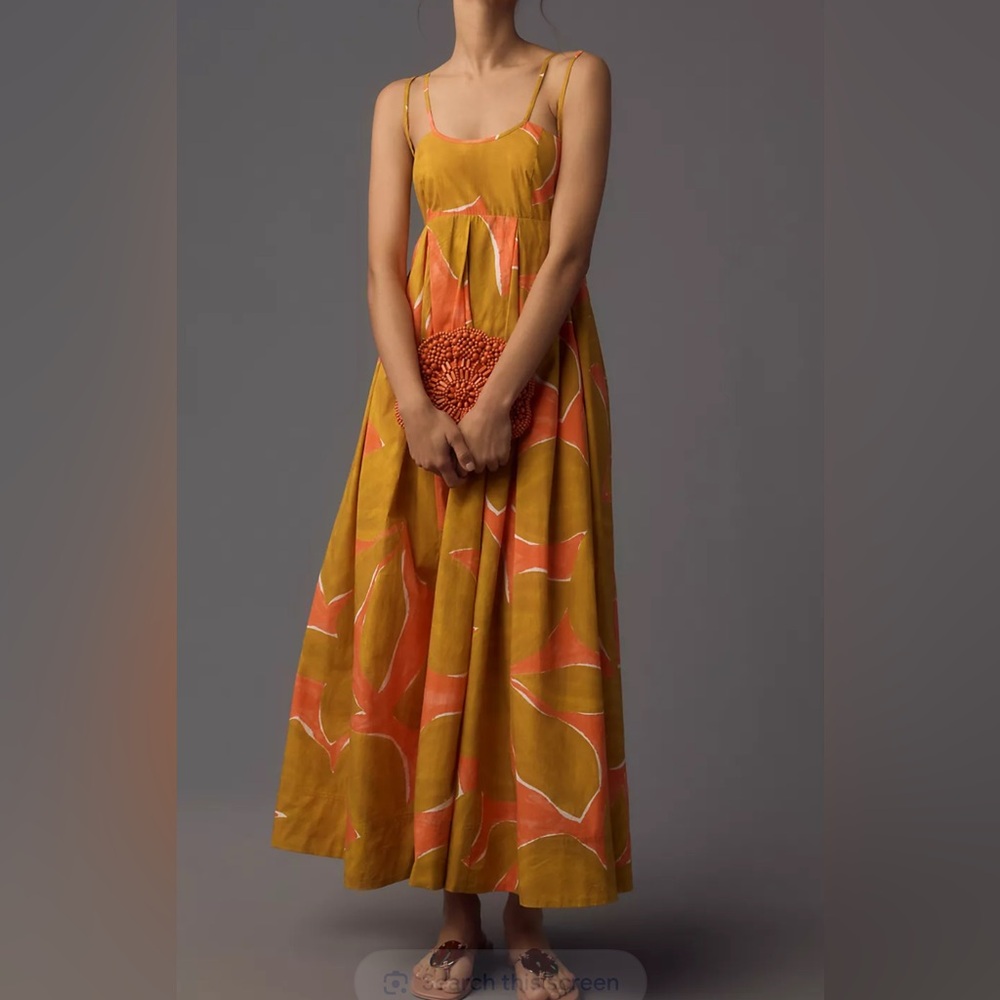 Anthropologie Yellow and Orange Sleeveless Dress